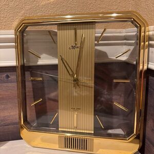 Vintage 80’s Marcel Hour Strike Quartz Wall Clock with Chime 12.5”x12.5”